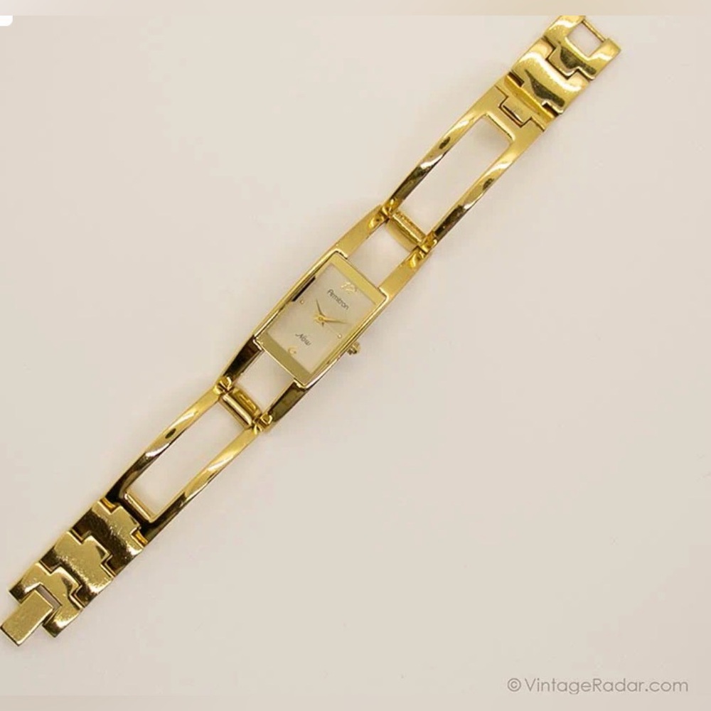 Armitron Rectangular Watch for Her | Vintage Elegant Gold-tone Watch